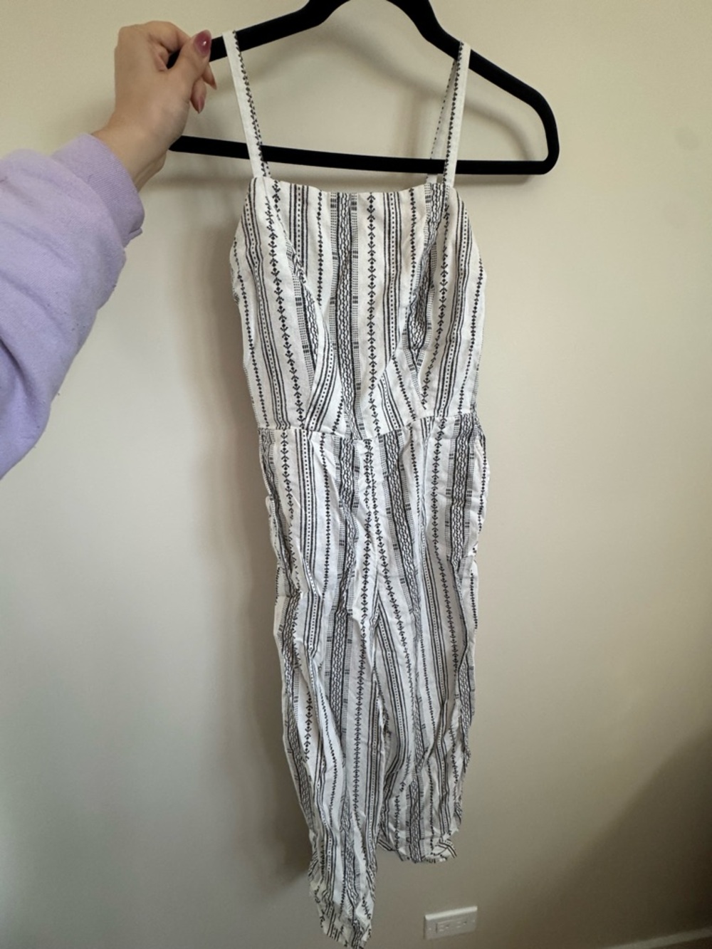 Old Navy White Striped Embroidered Spaghetti Strap Women's Jumpsuit - Picture 2 of 4
